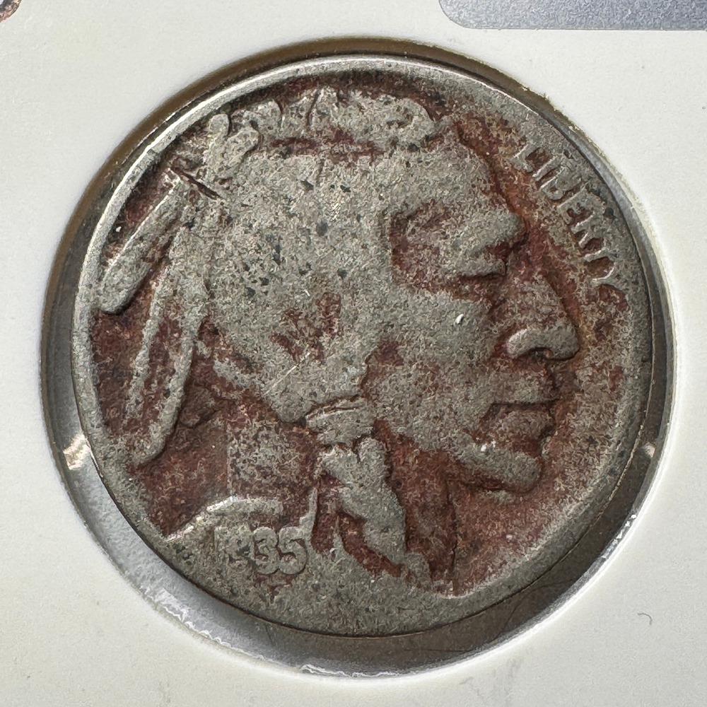 1935 S‎ Buffalo Nickel Five Cents Red Toner Coin Indian Head Bison